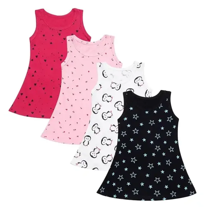 Soft & comfortable baby girl midi dresses (pack of 4) - 100% cotton hosiery fabric