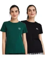 Symbol Women's Cotton Stretch Round Neck T-Shirts | Half Sleeve, Regular Fit, Combo Pack of 2 | Comfortable & Stylish Tees